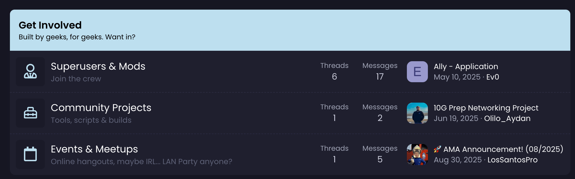 Community forum